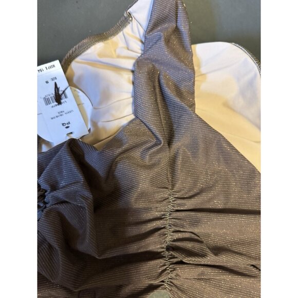 PQ Women's Brown Celine Metallic Rib-Knit One-Piece Swimsuit Size Small NWT $154 - Picture 6 of 8